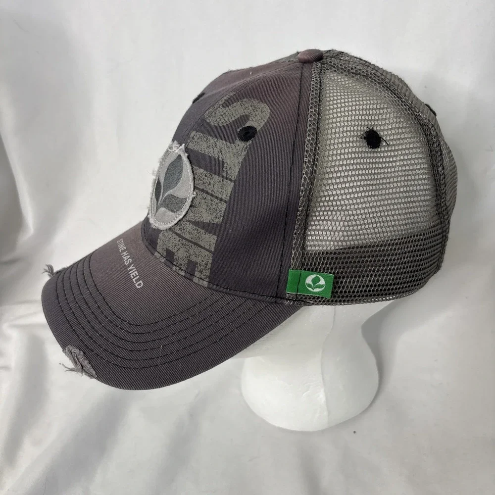Stine‎ Has Yield Logo Trucker Hat Cap Gray Mesh Hook & Loop Distressed OS